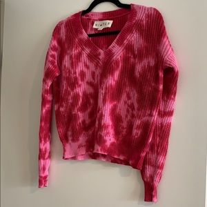 Cropped v neck pink tie dye sweater